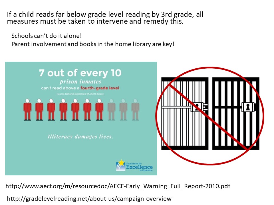 f a child reads far below grade level reading by 3rd grade, all measures must be taken to intervene and remedy this.